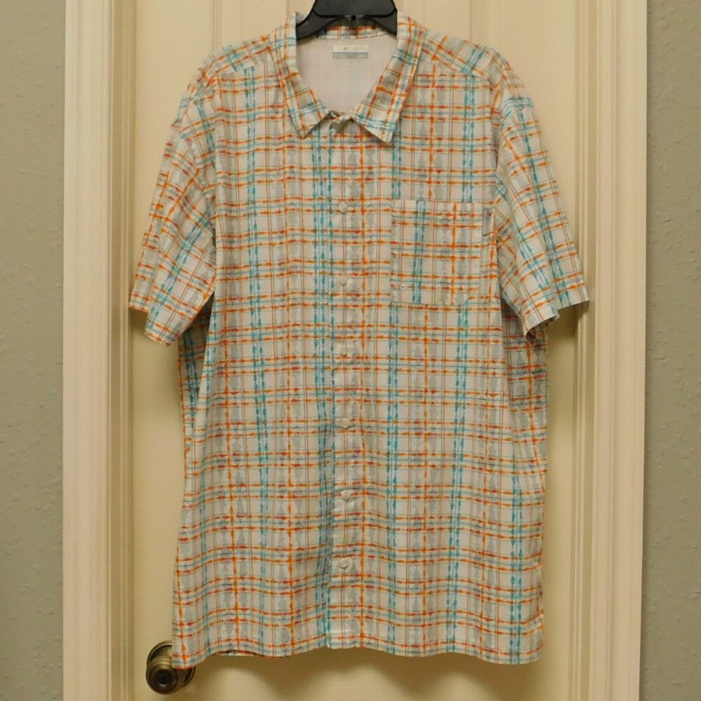 COLUMBIA Mens Vented Button Up Fish All Over Print Shirt XL